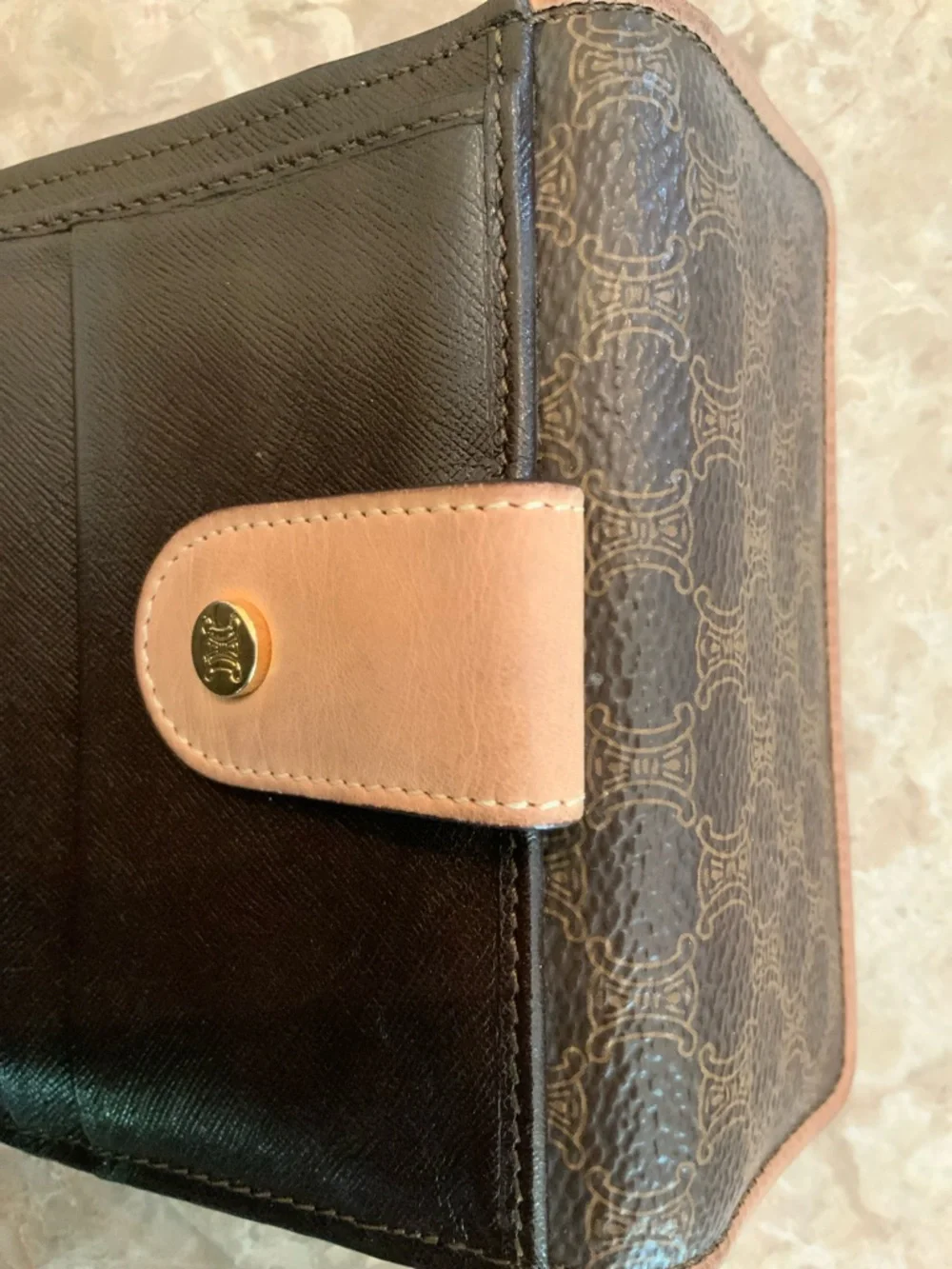 Celine Brown Monogram Compact Wallet with Light Tan Trim - Picture 4 of 5